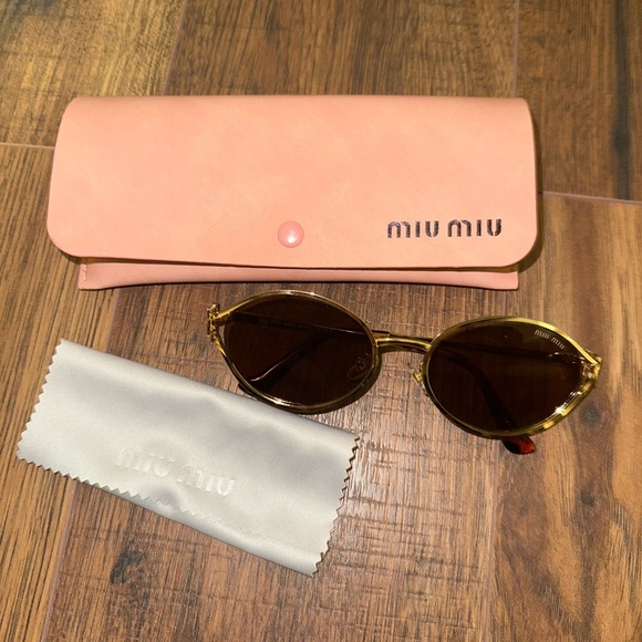 Miu Miu Gold-Tone Logo Glasses - Picture 2 of 5